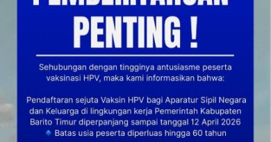 Antusias Tinggi, Pendaftaran Vaksin HPV di Barito Timur Diperpanjang hingga 12 April