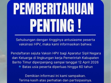 Antusias Tinggi, Pendaftaran Vaksin HPV di Barito Timur Diperpanjang hingga 12 April